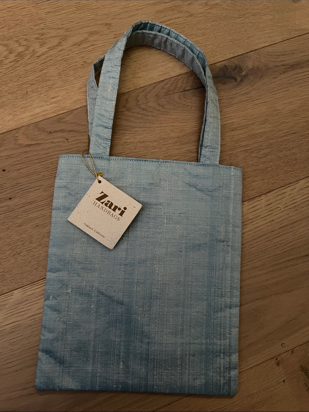 Light Blue Silk Tote Bag